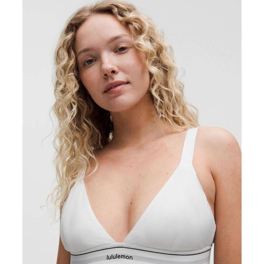 NWT Lululemon Stretch Cotton Ribbed Logo Bralette *B/C Cup White Size XL - Picture 8 of 8